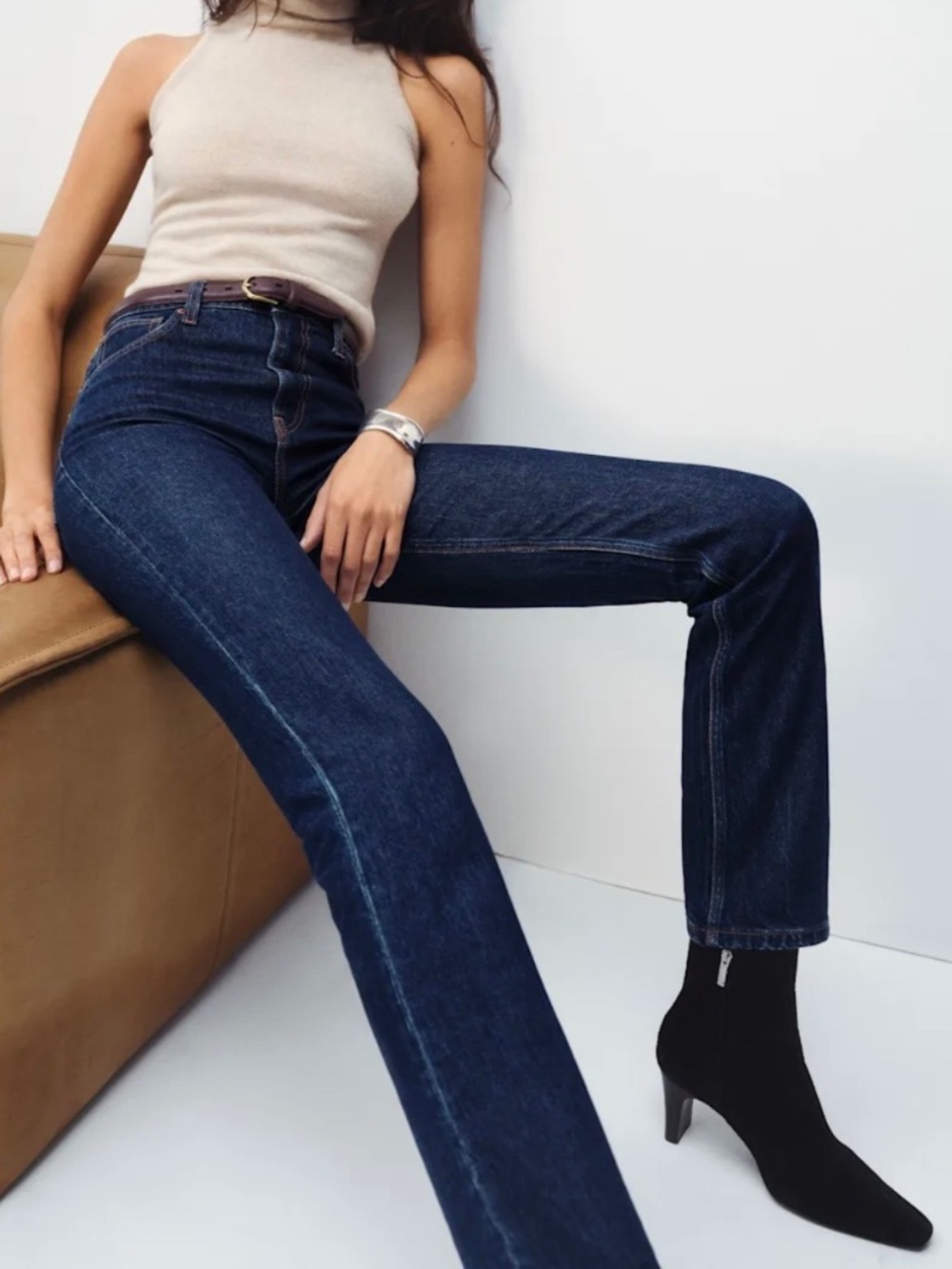 Reformation Jax Stretch High Rise Straight Leg Jeans Seneca SZ 29